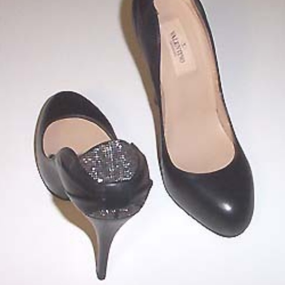 VALENTINO black lthr stud crystals detail pumps 36 - Picture 4 of 8